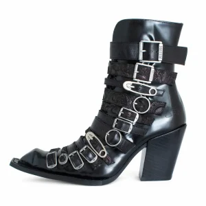 Women's^Fluevog Shoes Conceptual Cookie | Zip-Up Ankle Boot With Buckles Black