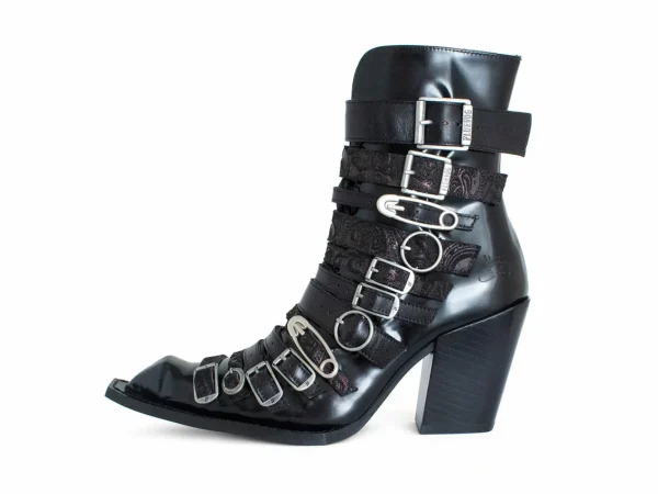 Women's^Fluevog Shoes Conceptual Cookie | Zip-Up Ankle Boot With Buckles Black