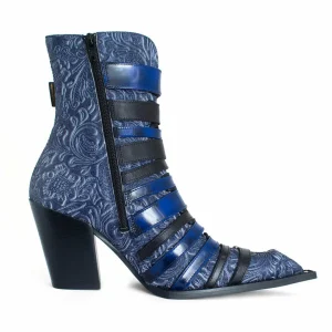 Women's^Fluevog Shoes Conceptual Cookie | Zip-Up Ankle Boot With Buckles Blue
