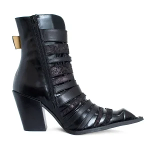 Women's^Fluevog Shoes Conceptual Cookie | Zip-Up Ankle Boot With Buckles Black