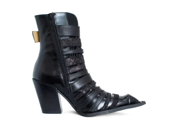 Women's^Fluevog Shoes Conceptual Cookie | Zip-Up Ankle Boot With Buckles Black