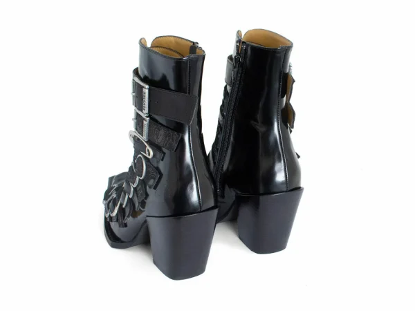 Women's^Fluevog Shoes Conceptual Cookie | Zip-Up Ankle Boot With Buckles Black