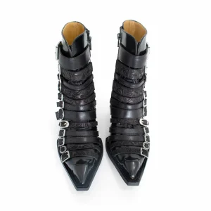 Women's^Fluevog Shoes Conceptual Cookie | Zip-Up Ankle Boot With Buckles Black