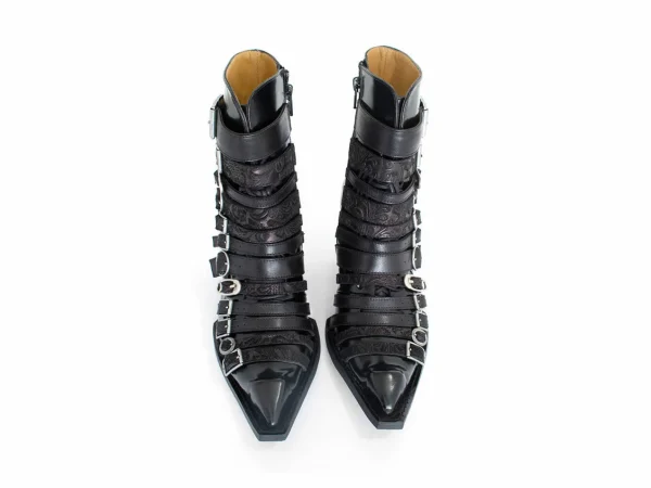 Women's^Fluevog Shoes Conceptual Cookie | Zip-Up Ankle Boot With Buckles Black