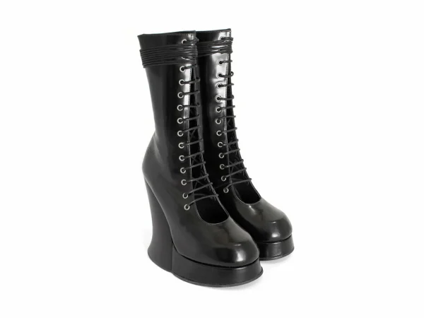 Men's^Fluevog Shoes Corset Boot | Lace-Up Corset Boot Black