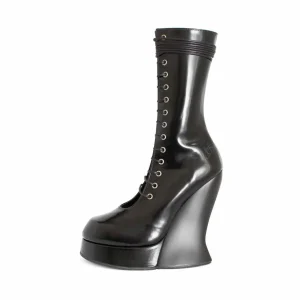 Women's^Fluevog Shoes Corset Boot | Lace-Up Corset Boot Black