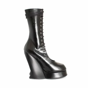 Men's^Fluevog Shoes Corset Boot | Lace-Up Corset Boot Black