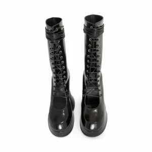 Men's^Fluevog Shoes Corset Boot | Lace-Up Corset Boot Black