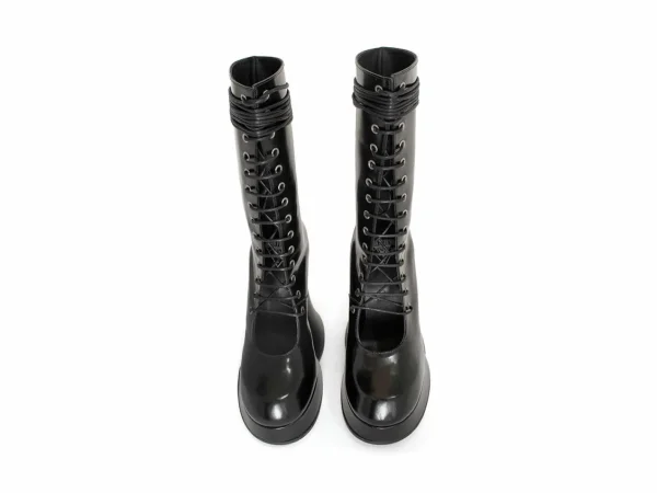 Men's^Fluevog Shoes Corset Boot | Lace-Up Corset Boot Black