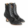 Women's^Fluevog Shoes De La Cruz | Embroidered Lace-Up Boot Black