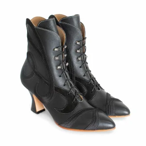 Women's^Fluevog Shoes De La Cruz | Embroidered Lace-Up Boot Black