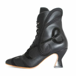 Women's^Fluevog Shoes De La Cruz | Embroidered Lace-Up Boot Black