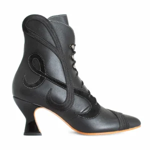 Women's^Fluevog Shoes De La Cruz | Embroidered Lace-Up Boot Black
