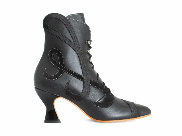 Women's^Fluevog Shoes De La Cruz | Embroidered Lace-Up Boot Black