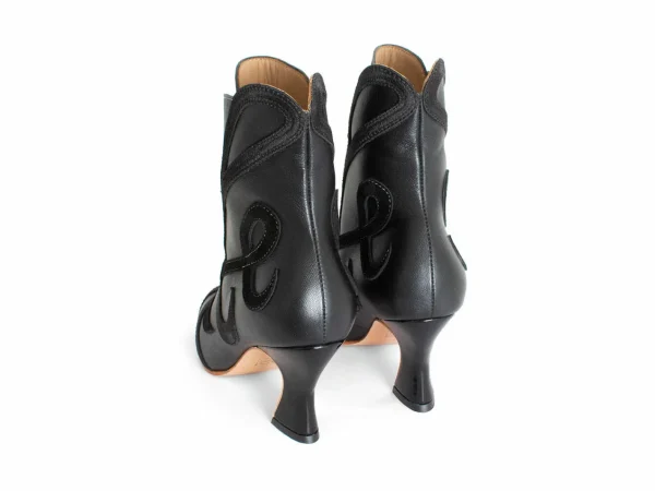 Women's^Fluevog Shoes De La Cruz | Embroidered Lace-Up Boot Black