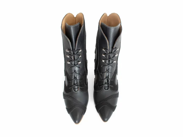 Women's^Fluevog Shoes De La Cruz | Embroidered Lace-Up Boot Black