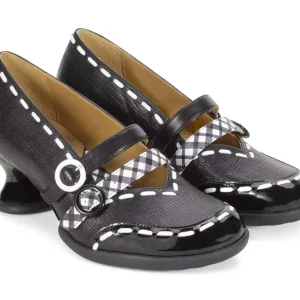 Women's^Fluevog Shoes Decisive | Double-Strap Mary Jane Black/White