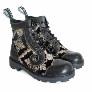 Men's^Fluevog Shoes Derby Swirl (6 Eye) | Classic Derby Boot Black Jacquard