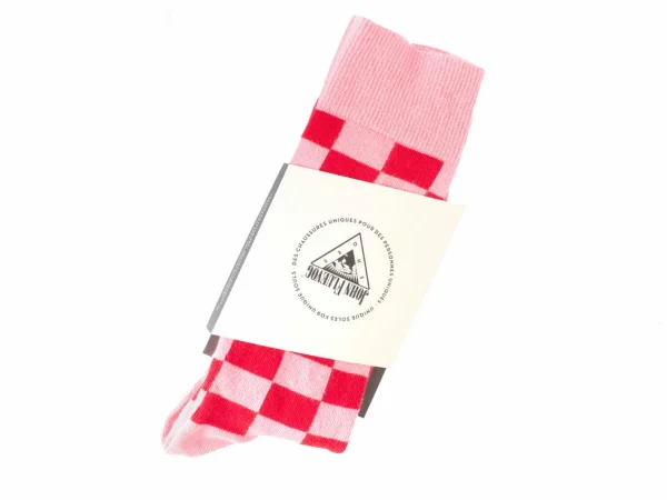 Accessories^Fluevog Shoes Diego Vog Socks | Checkered Sock Pink/Red