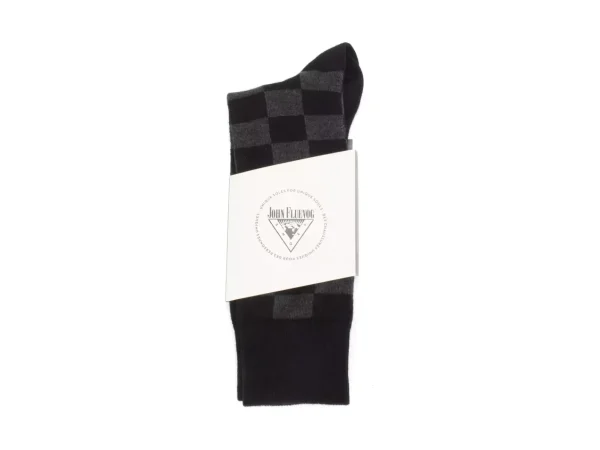 Men's^Fluevog Shoes Diego Vog Socks | Checkered Sock Black/Grey