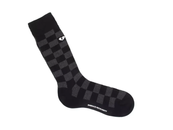 Men's^Fluevog Shoes Diego Vog Socks | Checkered Sock Black/Grey
