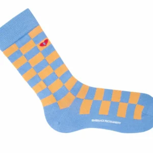 Accessories^Fluevog Shoes Diego Vog Socks | Checkered Sock Orange/Blue