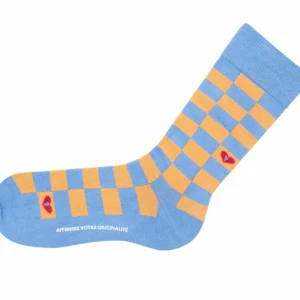 Accessories^Fluevog Shoes Diego Vog Socks | Checkered Sock Orange/Blue