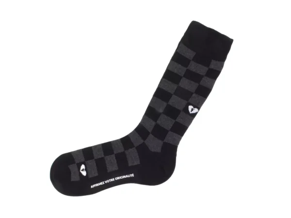Men's^Fluevog Shoes Diego Vog Socks | Checkered Sock Black/Grey