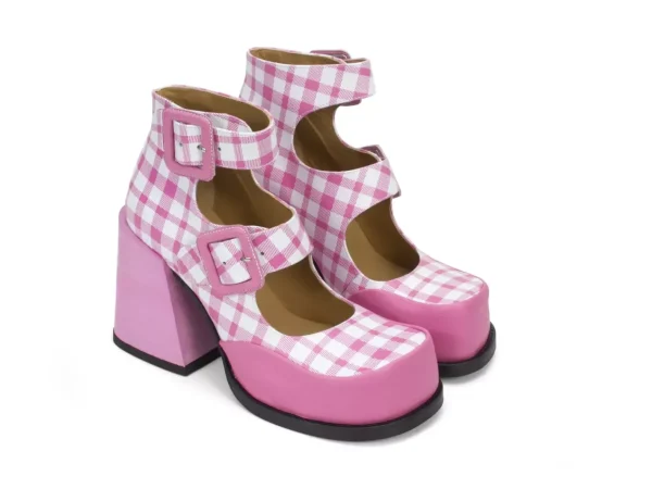 Women's^Fluevog Shoes Dionna | Double-Strap Shoe Pink/White