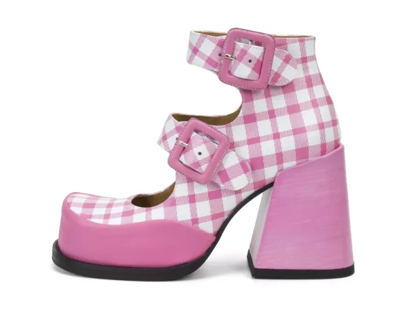 Women's^Fluevog Shoes Dionna | Double-Strap Shoe Pink/White