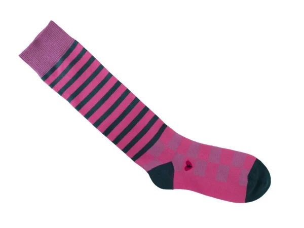Accessories^Fluevog Shoes Domino Vog Socks | Striped And Checkered Sock Pink/Blue