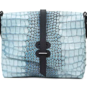 Women's^Fluevog Shoes Donna | Leather Crossbody Bag Blue Croc