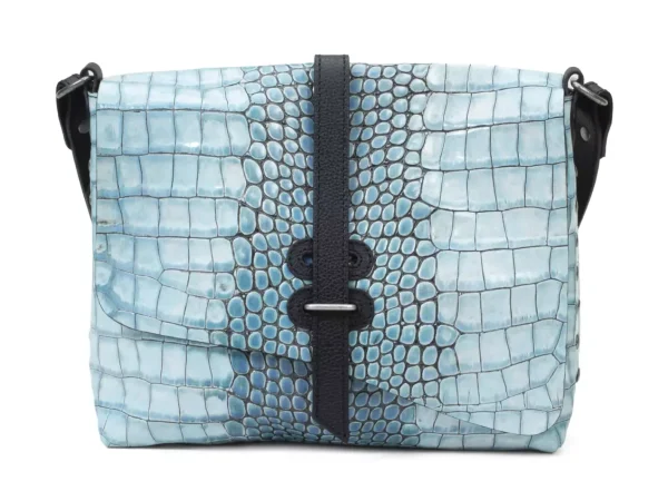 Accessories^Fluevog Shoes Donna | Leather Crossbody Bag Blue Croc