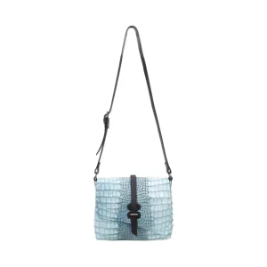 Women's^Fluevog Shoes Donna | Leather Crossbody Bag Blue Croc