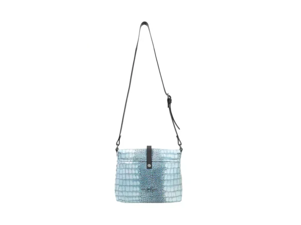 Accessories^Fluevog Shoes Donna | Leather Crossbody Bag Blue Croc