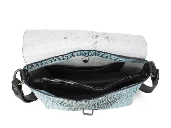 Accessories^Fluevog Shoes Donna | Leather Crossbody Bag Blue Croc