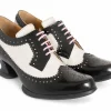 Women's^Fluevog Shoes Dr. Gunter | Brogued Lace-Up Heels Black/Beige