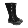 Women's^Fluevog Shoes Duffy | Tall Boot With Ruffled Tongue Black