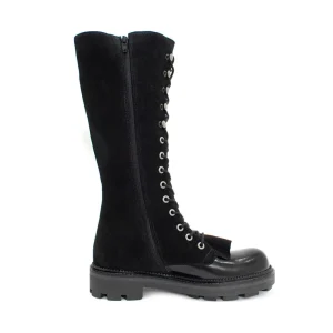 Women's^Fluevog Shoes Duffy | Tall Boot With Ruffled Tongue Black