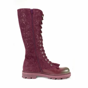 Women's^Fluevog Shoes Duffy | Tall Boot With Ruffled Tongue Purple/Green