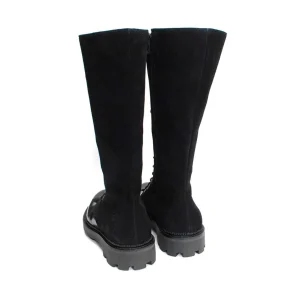 Women's^Fluevog Shoes Duffy | Tall Boot With Ruffled Tongue Black