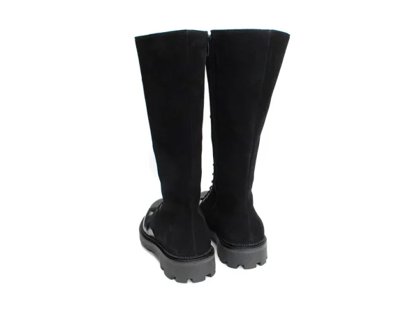 Women's^Fluevog Shoes Duffy | Tall Boot With Ruffled Tongue Black