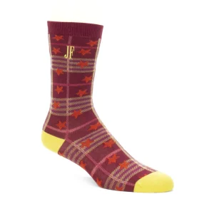 Men's^Fluevog Shoes Ebi Vog Socks | Plaid And Stars Sock Burgundy