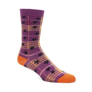 Women's^Fluevog Shoes Ebi Vog Socks | Plaid And Stars Sock Purple
