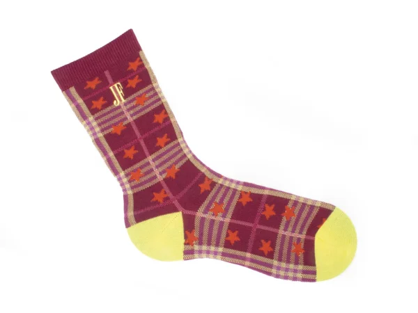 Accessories^Fluevog Shoes Ebi Vog Socks | Plaid And Stars Sock Burgundy