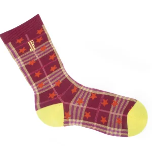 Men's^Fluevog Shoes Ebi Vog Socks | Plaid And Stars Sock Burgundy