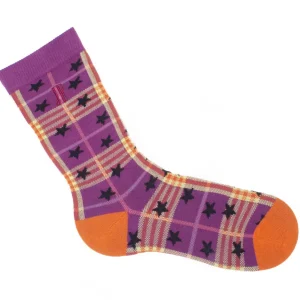 Women's^Fluevog Shoes Ebi Vog Socks | Plaid And Stars Sock Purple