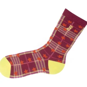 Accessories^Fluevog Shoes Ebi Vog Socks | Plaid And Stars Sock Burgundy