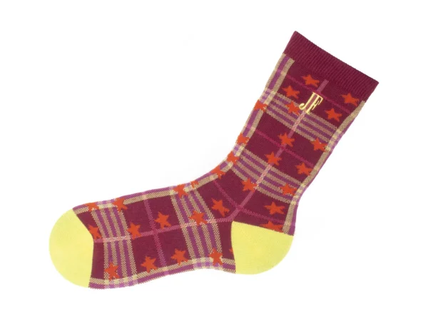 Accessories^Fluevog Shoes Ebi Vog Socks | Plaid And Stars Sock Burgundy