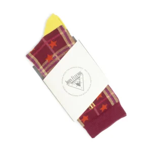Accessories^Fluevog Shoes Ebi Vog Socks | Plaid And Stars Sock Burgundy